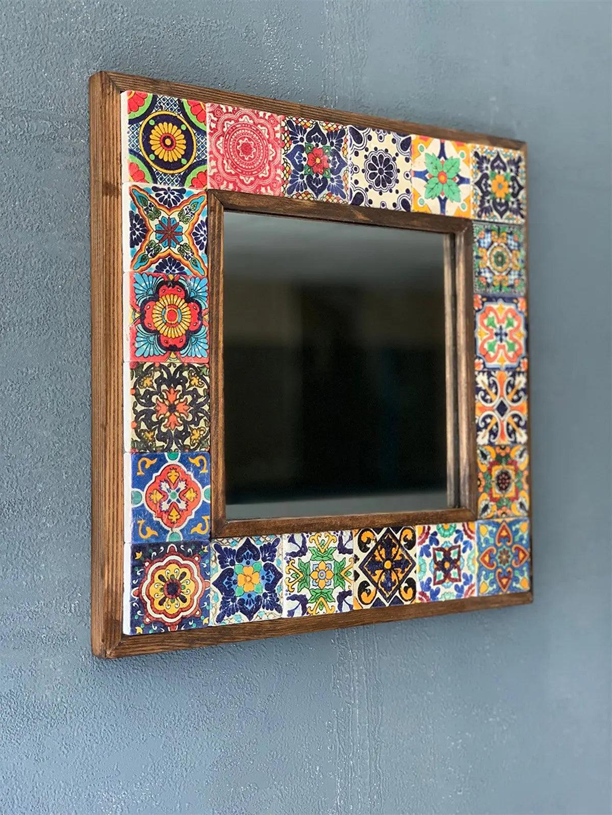 Colourful Wall Art Handmade Mosaic Stone Mirror Decorative Gift