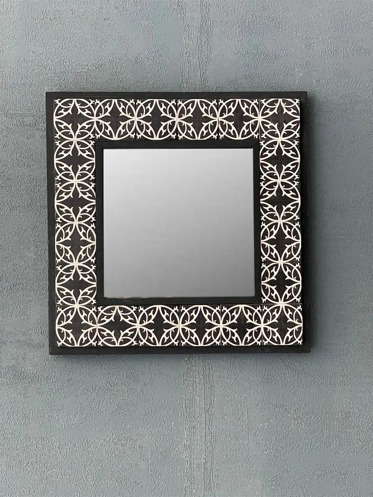 Mosaic Stone Tile Wooden Frame Mirror Wall Hangings Mirror