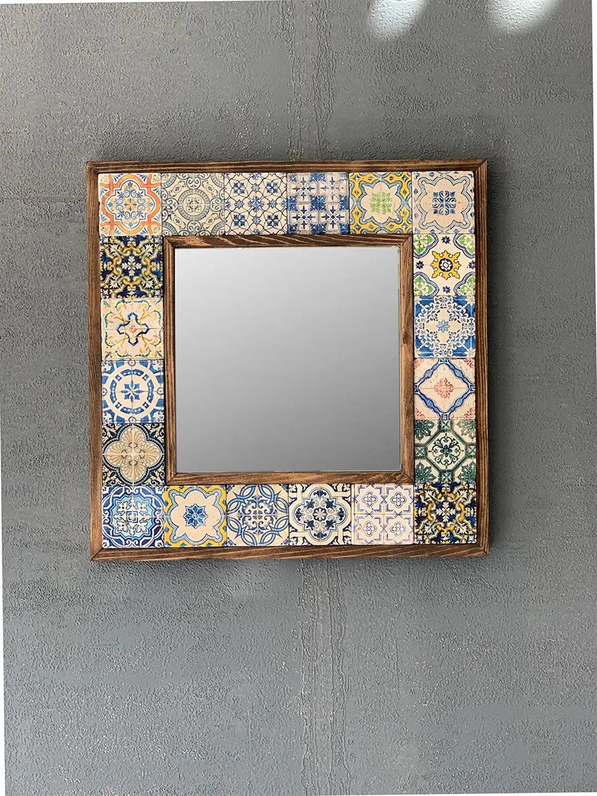 Paphos Mosaic Mirror — handmade Turkish mosaic wall mirror