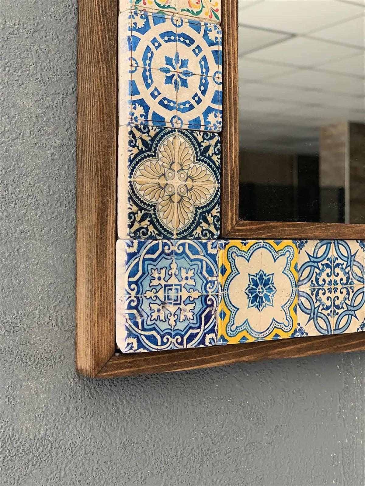 Paphos Mosaic Mirror — handmade Turkish mosaic wall mirror