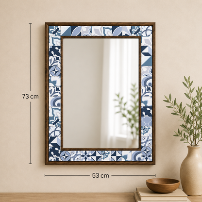Handmade Pine Wood with Mosaic Tiles Mirror (53cm x 73cm)
