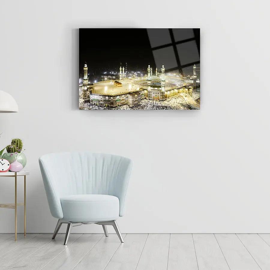 Al Masjid Al Haram Mosque Tempered Glass Canvas Wall Art Design